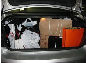 Our trunk at the end of our shopping marathon!